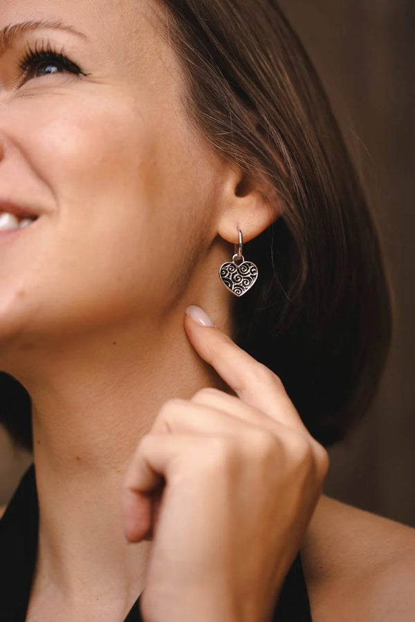 "Luck" Heart Earrings