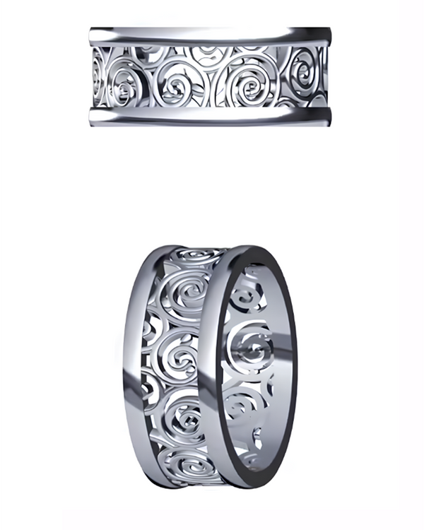 "Life" Narrow Ring in Silver Color