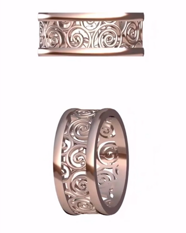 "Life" Narrow Ring in Rose Gold Color