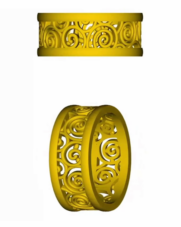 "Life" Narrow Ring in Gold Color