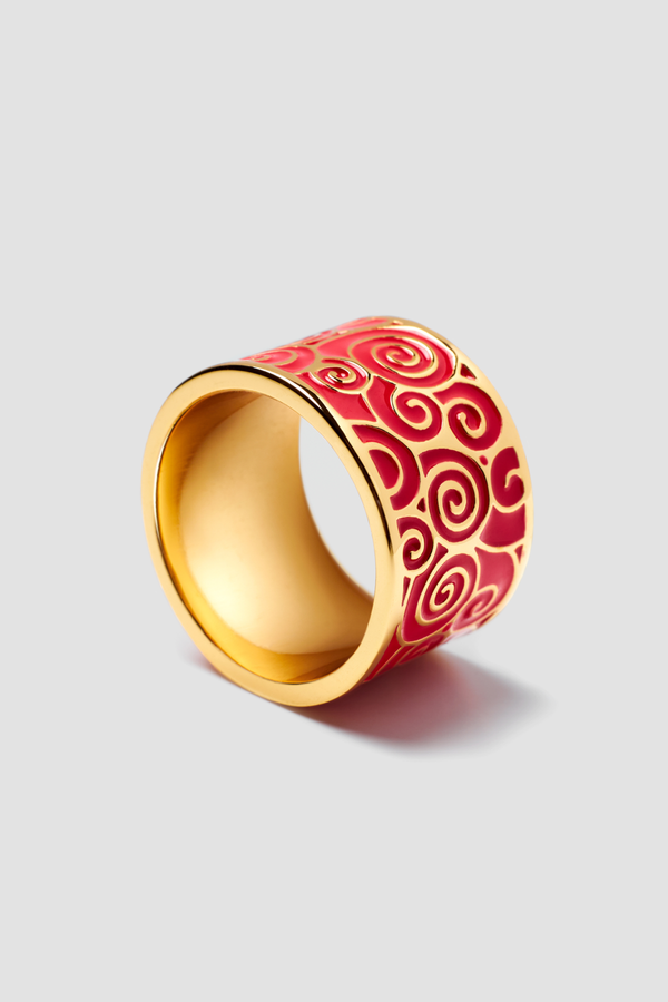 HAPPINESS Enamel Ring - Textured Design