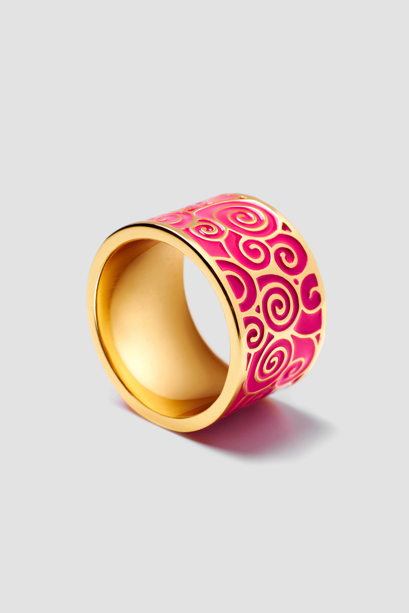 Pink Rush Enamel Ring - Textured Design